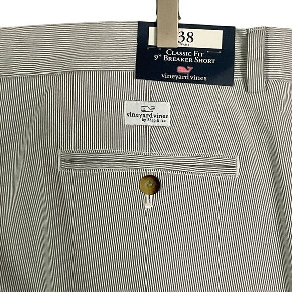 NWT Vineyard Vines 9" Pincord Stripe Breaker Shorts in Anchor Gray stripe, sz 38 - Picture 4 of 15